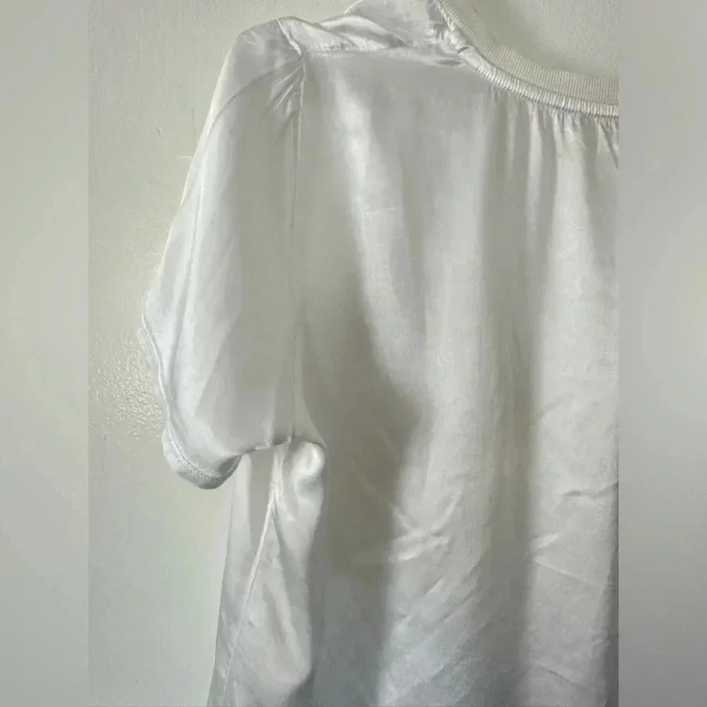 Nation LTD June Sateen V Neck Top in White - Picture 8 of 8